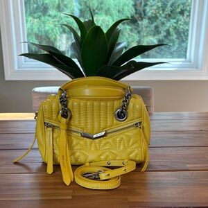 Authentic Jimmy Choo Helia Yellow Quilted Leather Handbag